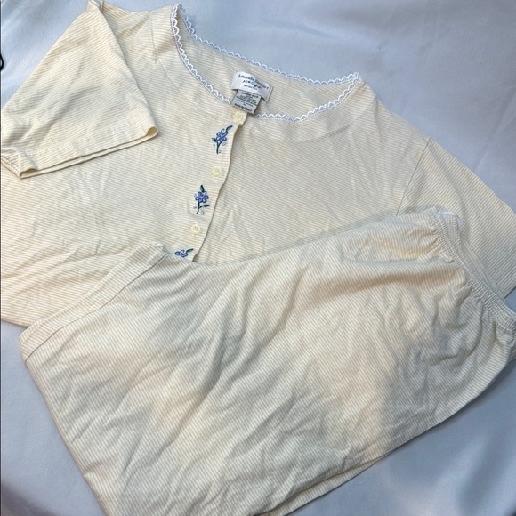 Amanda Stewart 2piece Pajama Set with Floral Accents, Size Medium, Preowned - Picture 1 of 13